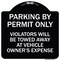 Signmission Parking by Permit Violators Towed Away Vehicle Owners Expense Alum Sign, 18" L, 18" H, BW-1818-23451 A-DES-BW-1818-23451 - alternate 1